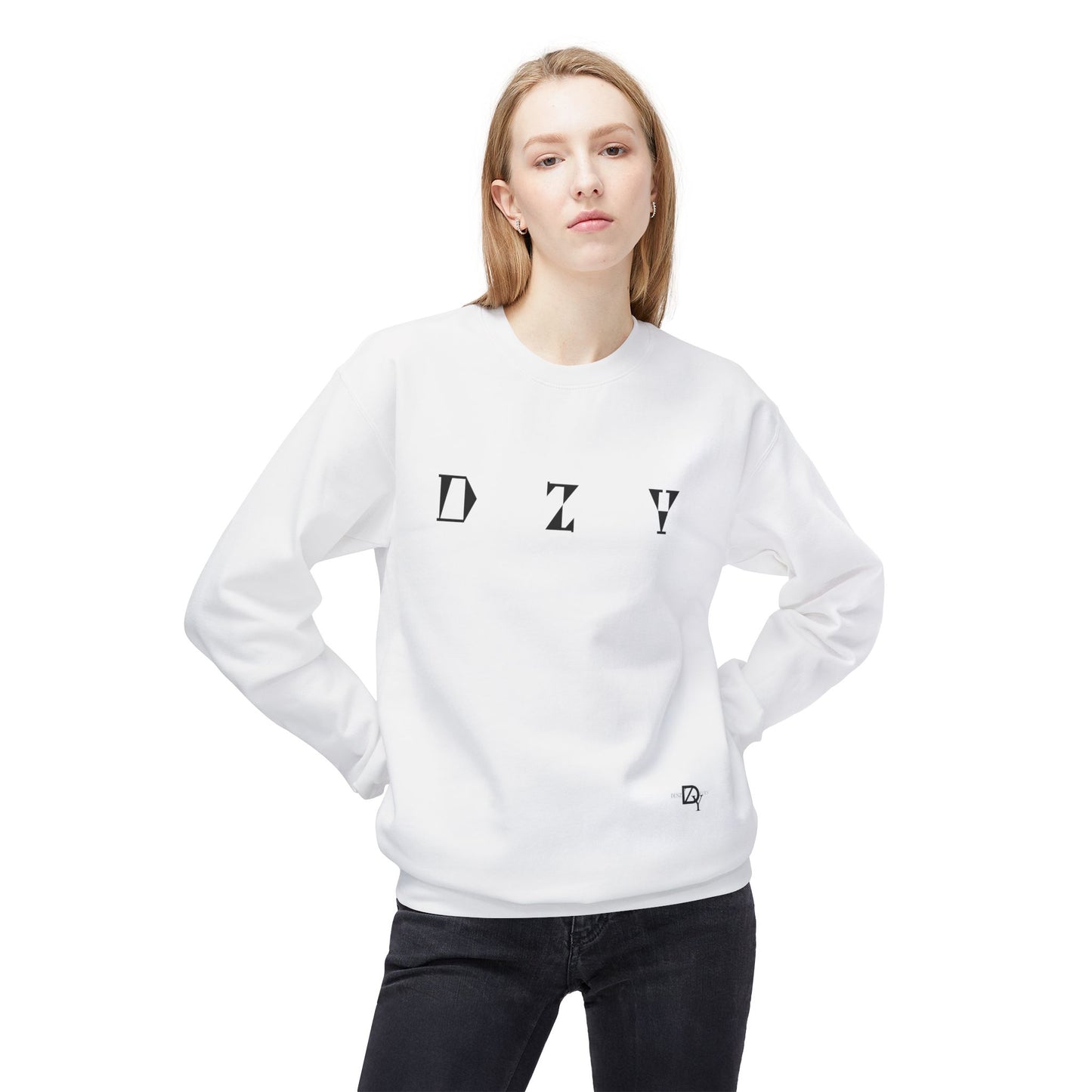 Unisex Softstyle Fleece Crewneck Sweatshirt - 'DZY' Front & Space Doodles Back Design