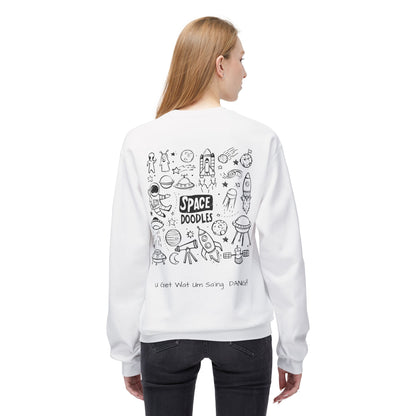 Unisex Softstyle Fleece Crewneck Sweatshirt - 'DZY' Front & Space Doodles Back Design