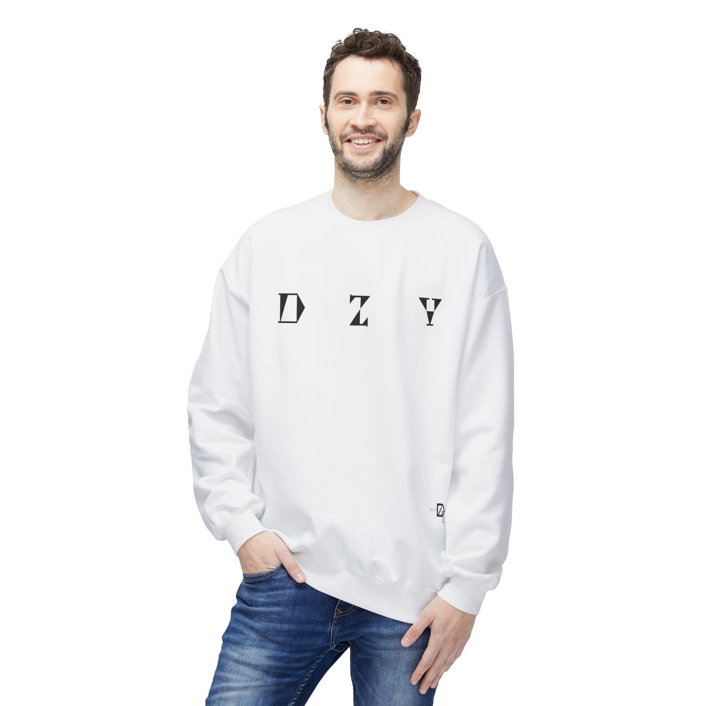 Unisex Softstyle Fleece Crewneck Sweatshirt - 'DZY' Front & Space Doodles Back Design