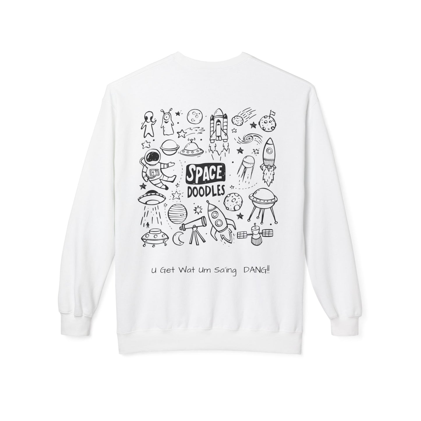 Unisex Softstyle Fleece Crewneck Sweatshirt - 'DZY' Front & Space Doodles Back Design