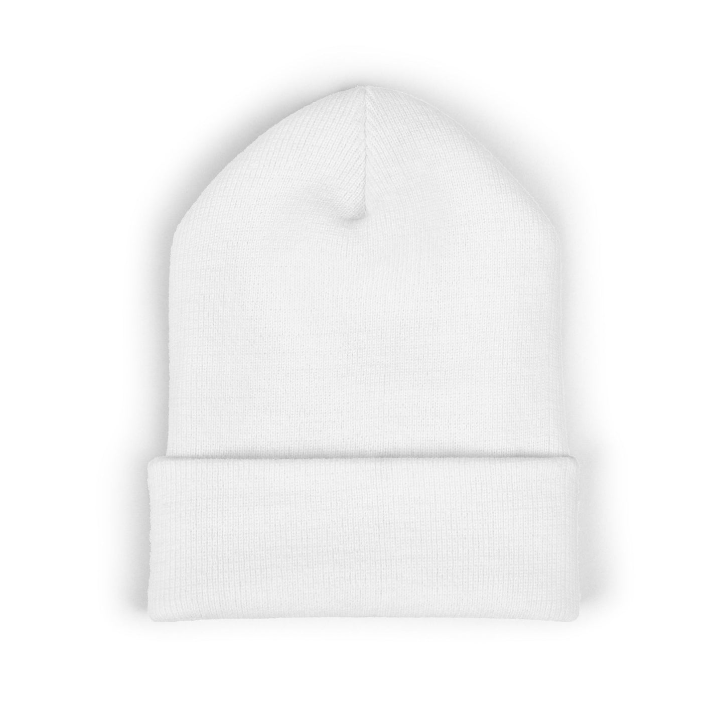 DZY Classic Cuffed Beanie - Stylish Embroidered White Knit Hat for Everyday Wear