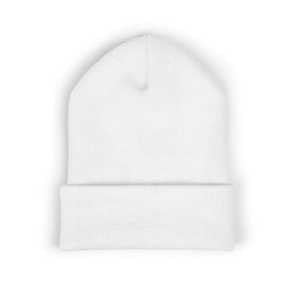 DZY Classic Cuffed Beanie - Stylish Embroidered White Knit Hat for Everyday Wear